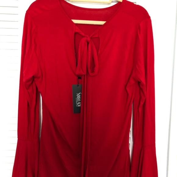 Cotton/polyester blouse with flowing sleeves - Picture 3 of 3